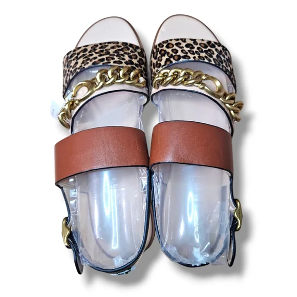NWT Coach Heather Leopard Print Calf Hair Leather Sandals G4777 Size 7.5B EU38 - Picture 3 of 16